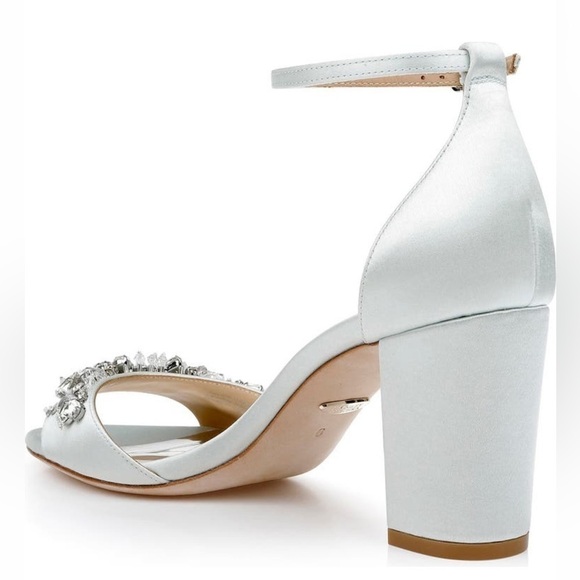 Badgley Mischka Tempest Ivory Embellished Block Heel Sandals - Picture 2 of 10